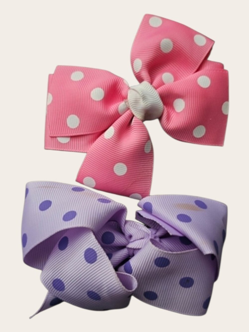 Polka Dot Kids Hair Bows - Pink & Lavender